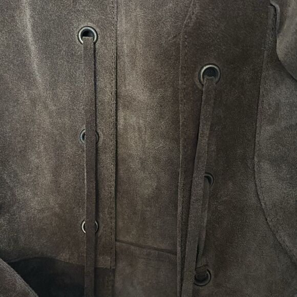 Vintage Zara Studio Cow Leather Sleeveless western long jacket Size M - Picture 6 of 7